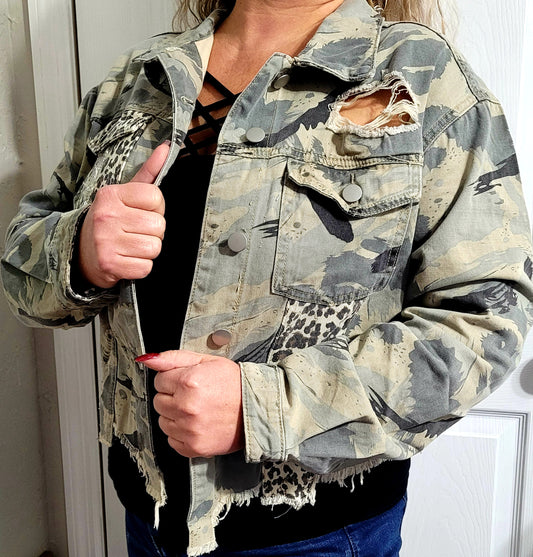 Distressed Camo Jacket