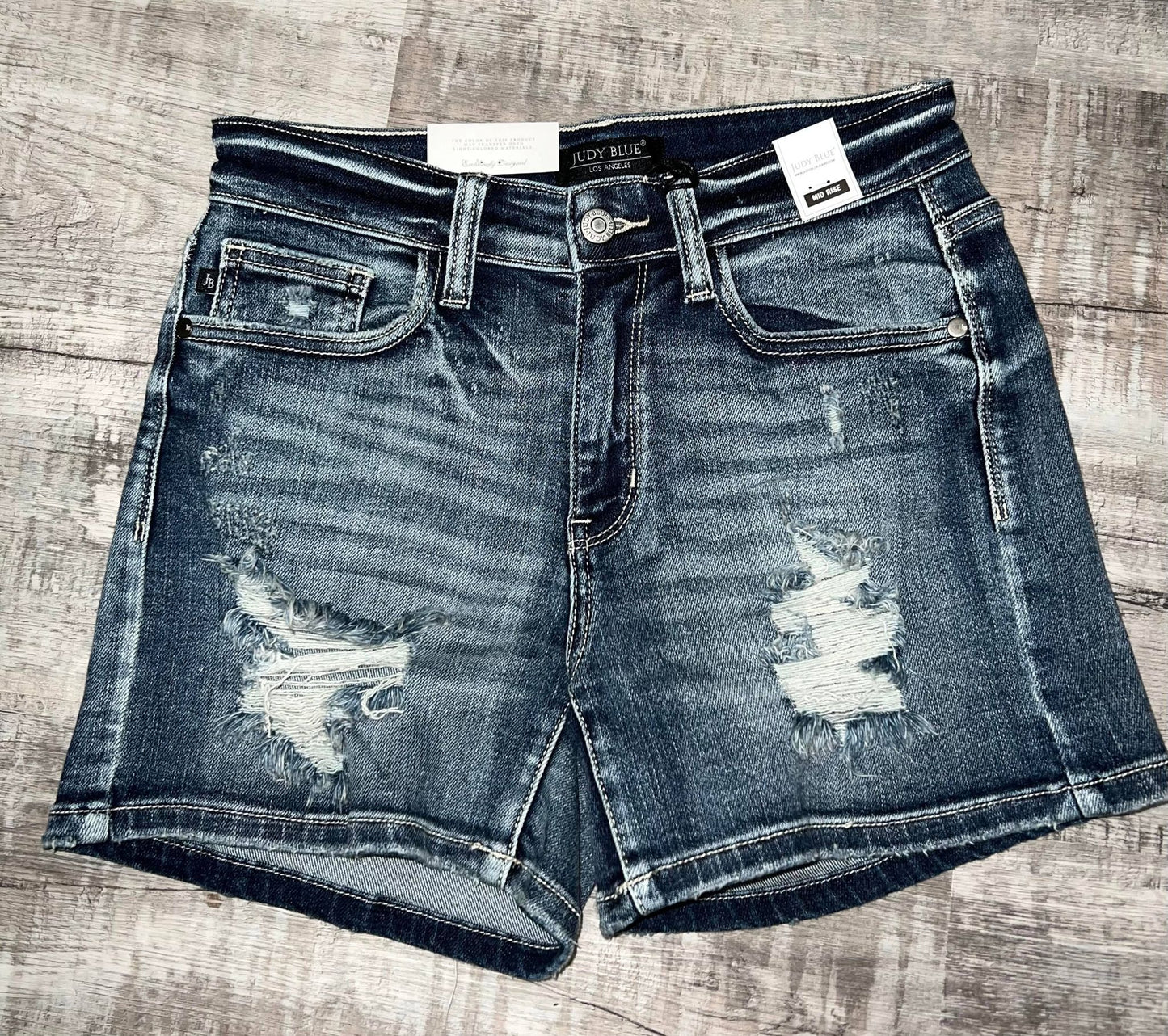 Judy Blue Mid Rise Destroyed Shorts