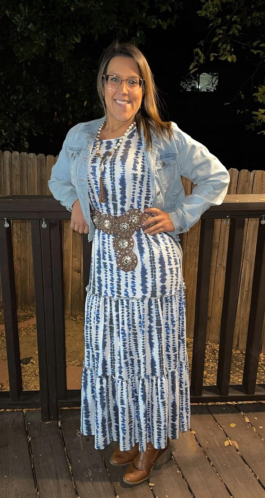 Lucky & Blessed Tie Dye Blue Floor Length Dress