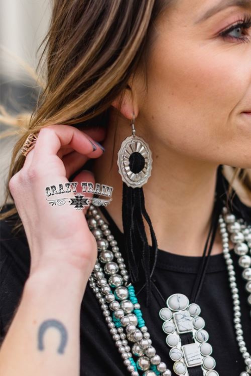 Black Concho Earrings