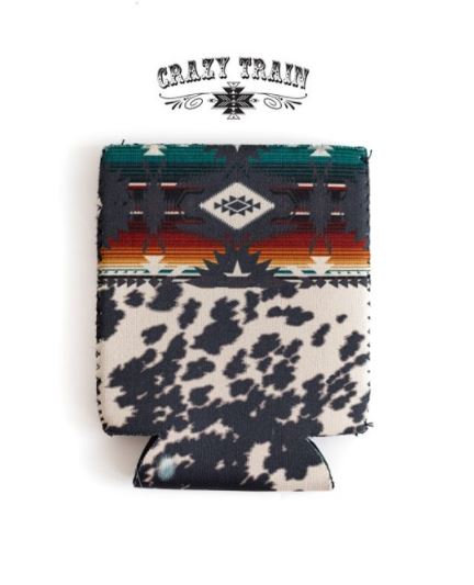 Crazy Train Koozie - Original - Cowhide and Serape