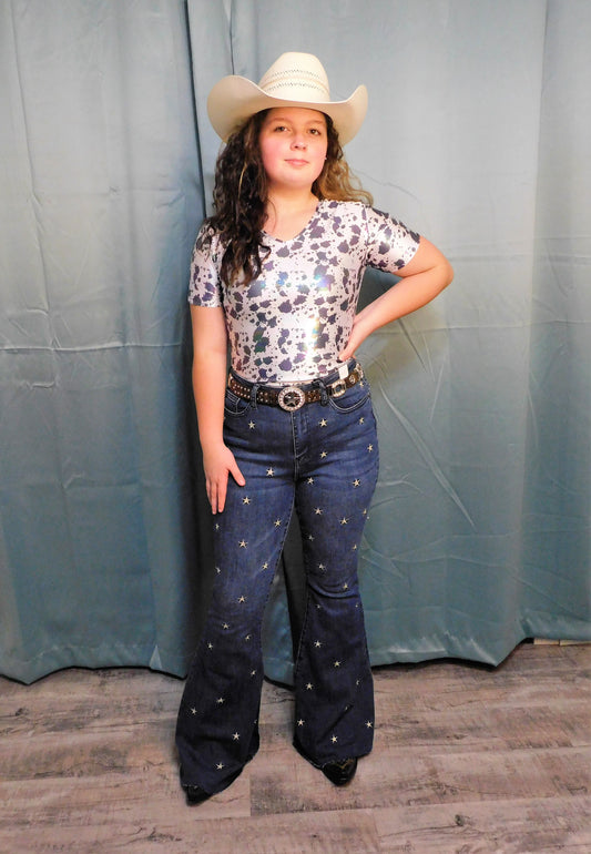 Judy Blue Embroidered Star High Rise Super Flare