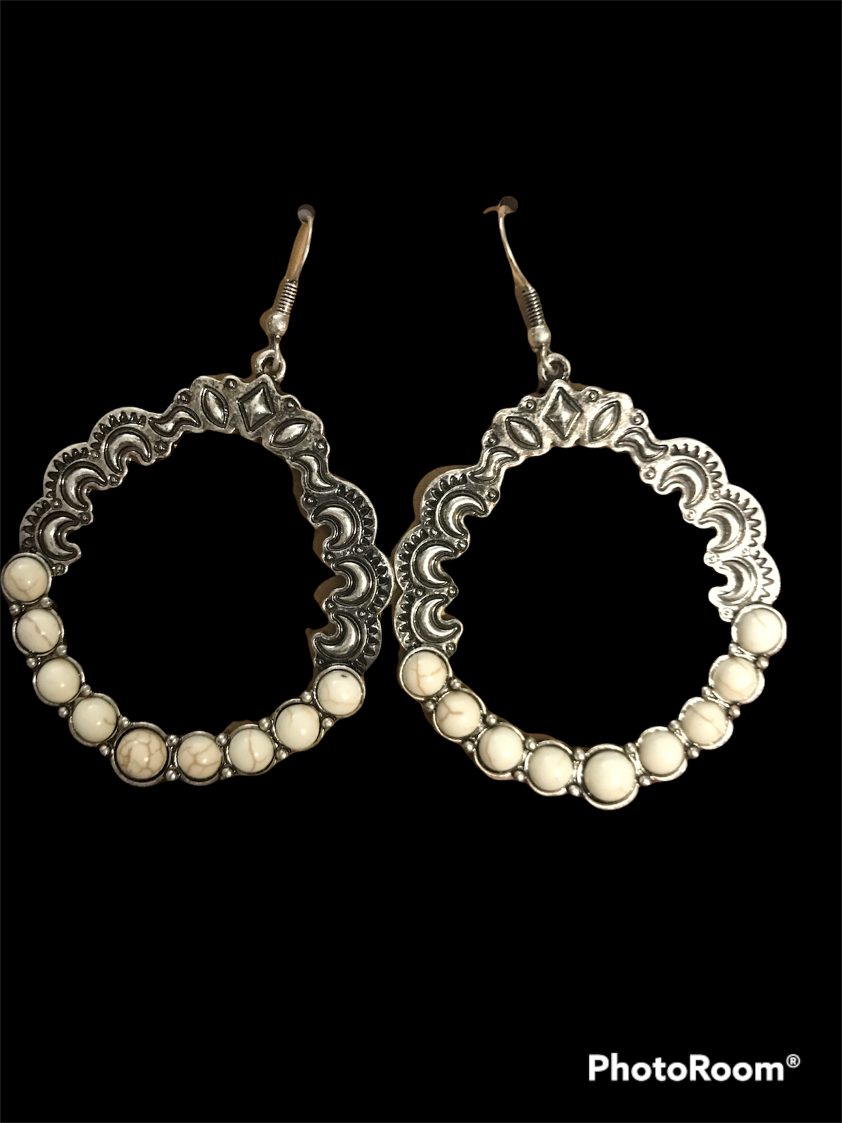 Ivory & Silver Horseshoe Earrings