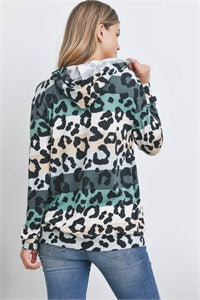 Perfect Peach Leopard Stripe Hoodie Olive & Taupe