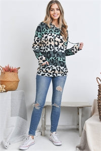 Perfect Peach Leopard Stripe Hoodie Olive & Taupe