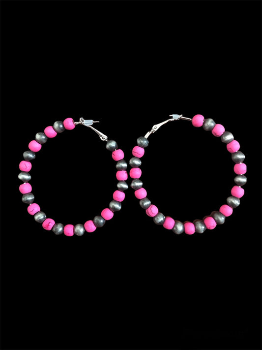 Beaded Hoop Earrings - Various Colors