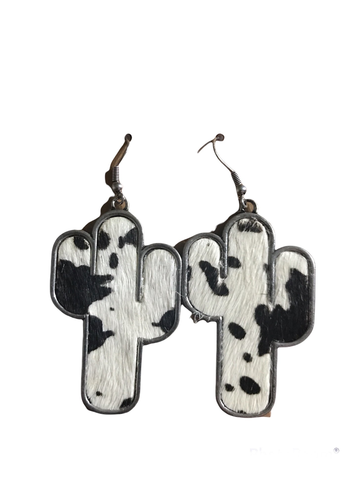 Cowhide Cactus Earrings - Black or Brown