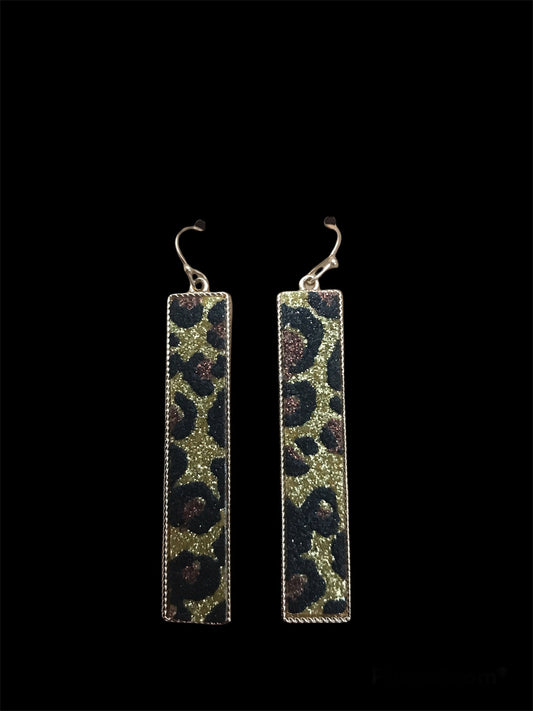 Rectangle Leopard Earrings