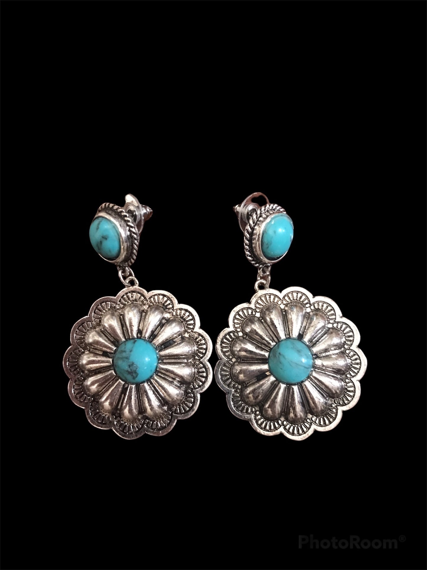 Turquoise Concho Earrings