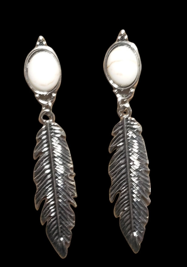 Silver Feather Earrings - Various Colors