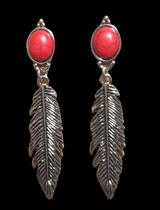 Silver Feather Earrings - Various Colors