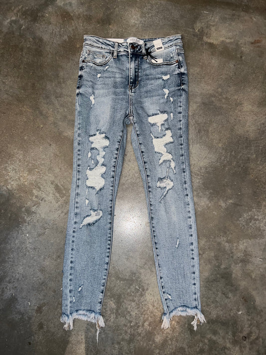 Judy Blue Hi-Rise Destroyed Shark Bite Hem Skinny Jean