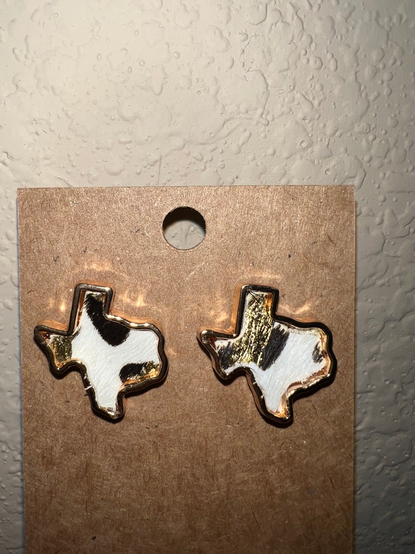 SSC Dainty White, Gold, and Black Animal Print Texas Earrings