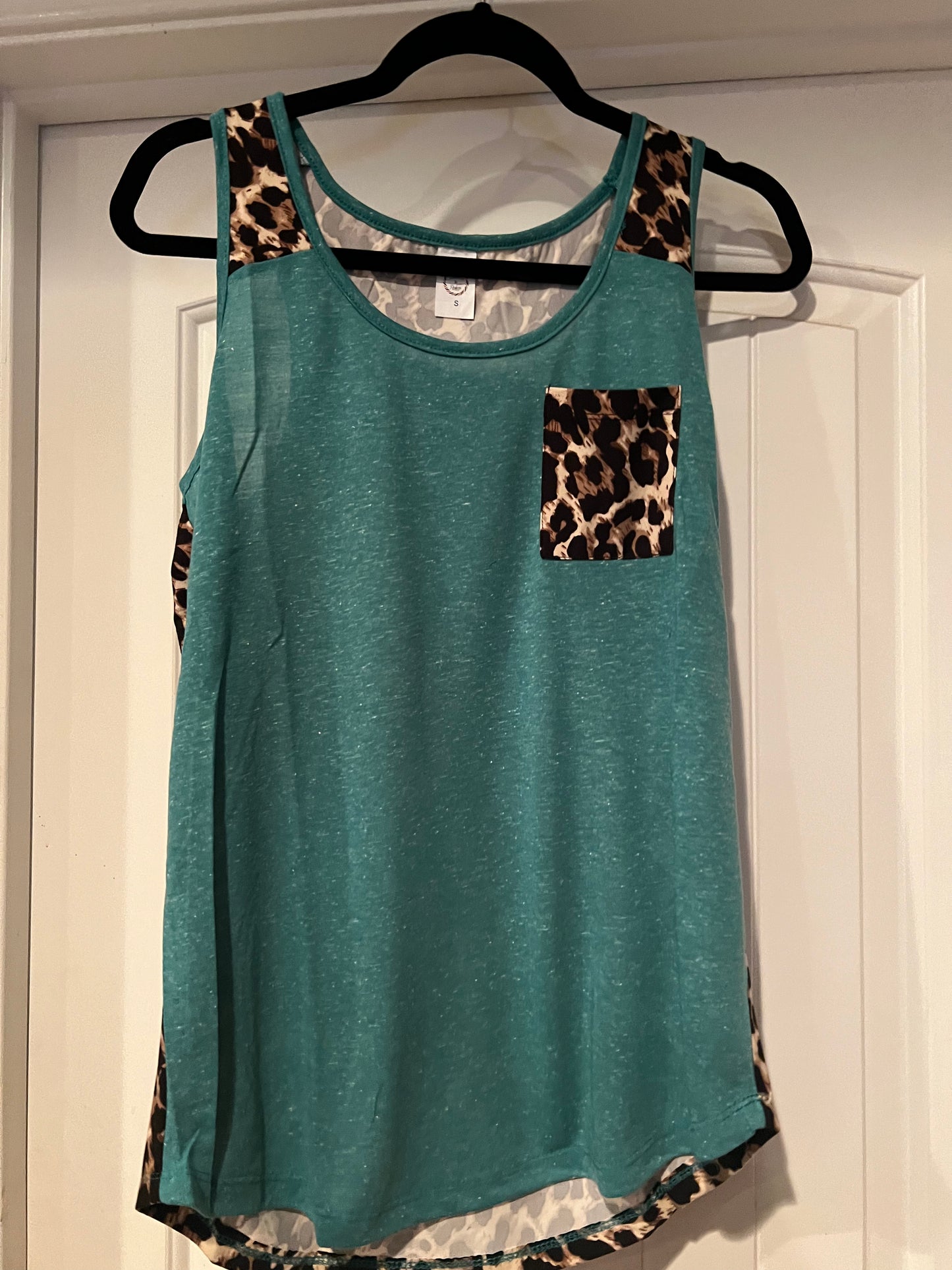 SSC Leopard and Teal Tank Top with Pocket