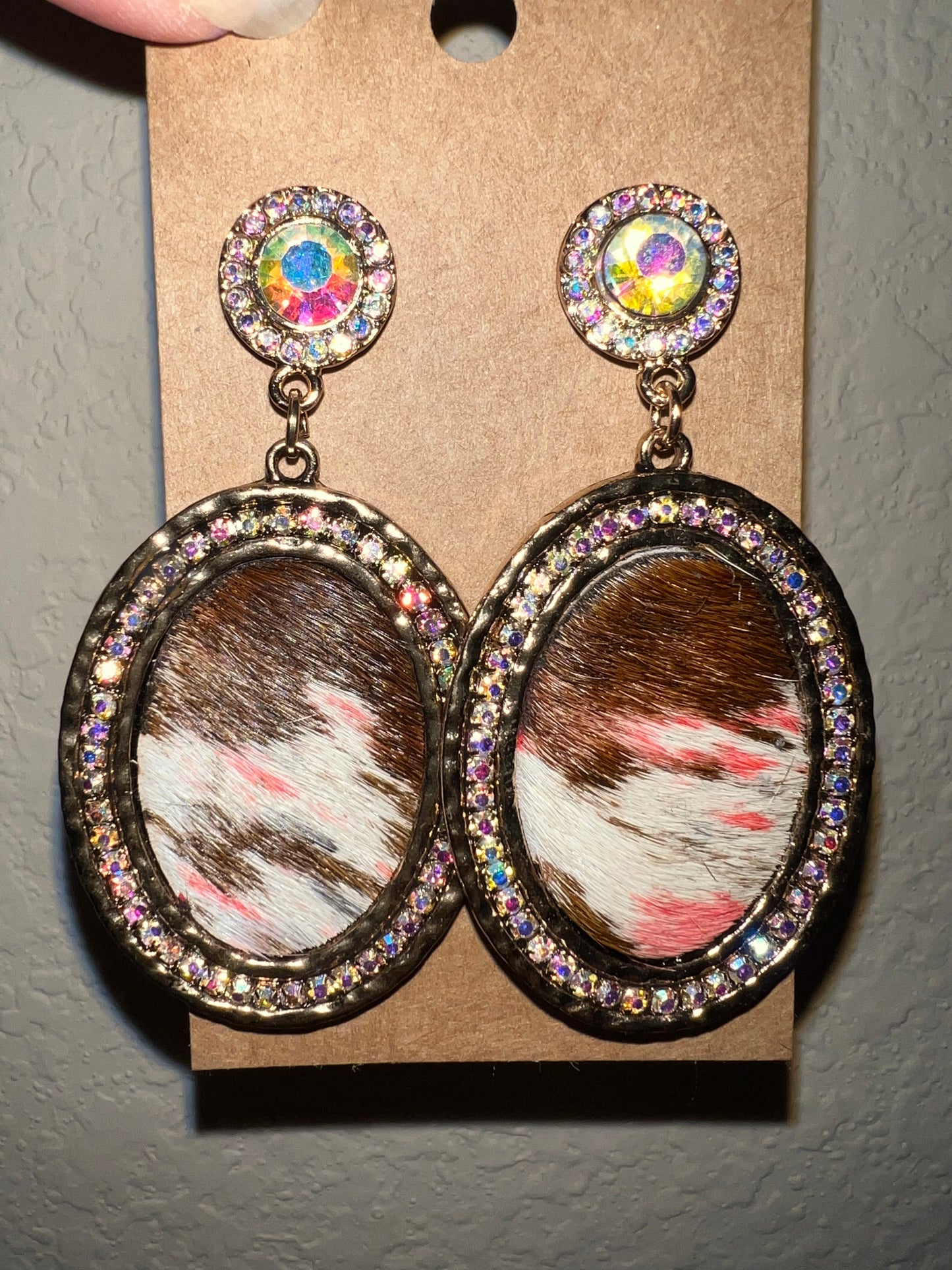 SSC Brown and Pink Animal Hide Earrings