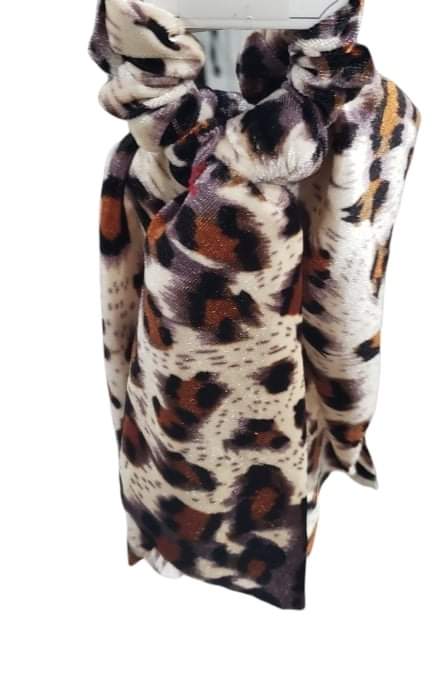 Leopard Print Velvet Ponytail Scarf - 2 Colors